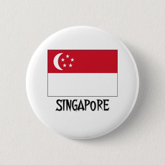 Singapore Flag 6 Cm Round Badge (Front)