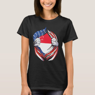 Singapore Flag American Proud Of My Singaporean He T-Shirt