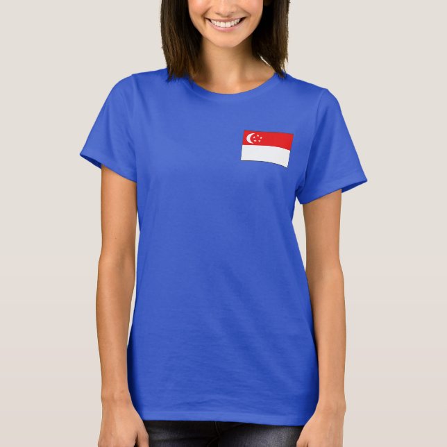 Singapore Flag and Map dk T-Shirt (Front)