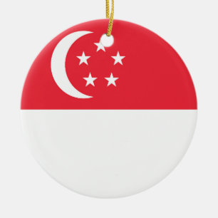 Singapore flag ceramic tree decoration