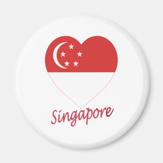 Singapore Flag Heart Magnet