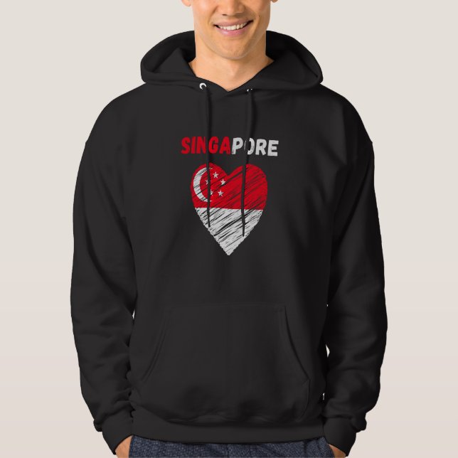 Singapore Flag Holiday Singapore Heart Singaporean Hoodie (Front)