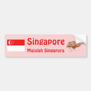 Singapore Flag + Map Bumper Sticker