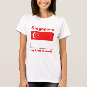 Singapore Flag + Map + Text T-Shirt