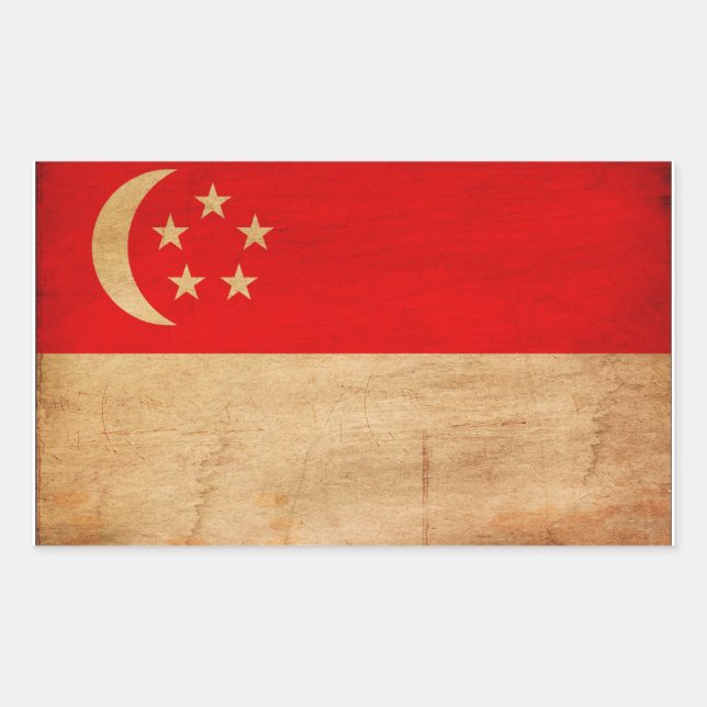 Singapore Flag Rectangular Sticker (Front)