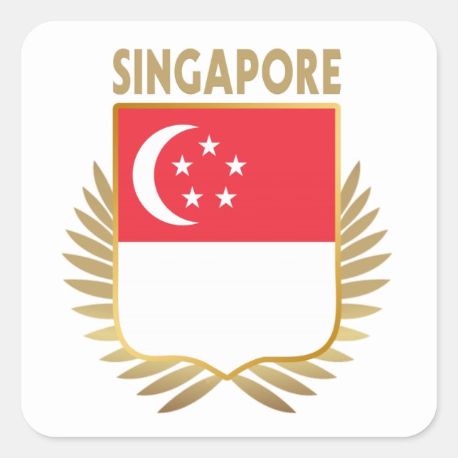 Singapore Flag Shield Square Sticker (Front)