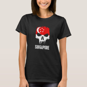Singapore Flag Skull Singaporean Pride Patriotic T-Shirt