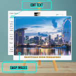 Singapore Flyer & Marina Bay Sands Modern Postcard<br><div class="desc">When you are looking to share your experiences, sending a postcard to a friend or loved one is a sweet gesture. However, we've made it even more stylish and dynamic and personalised with this template. The photograph is a beautiful representation of the location (a view of the skyline in Singapore...</div>