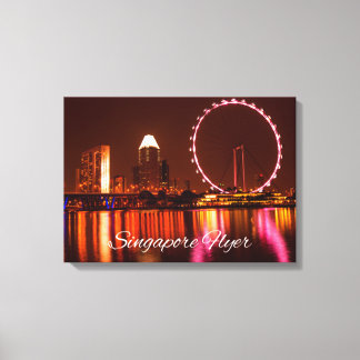 Singapore Flyer Wheel At Night With Skyline Canvas