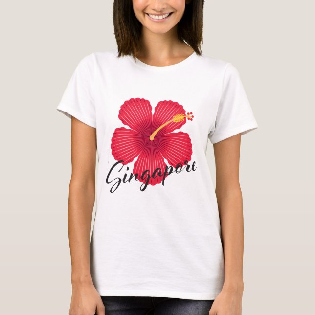 SINGAPORE HIBISCUS T-Shirt (Light Fabrics) v.2 (Front)