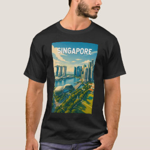 Singapore Illustration Travel Art Vintage T-Shirt
