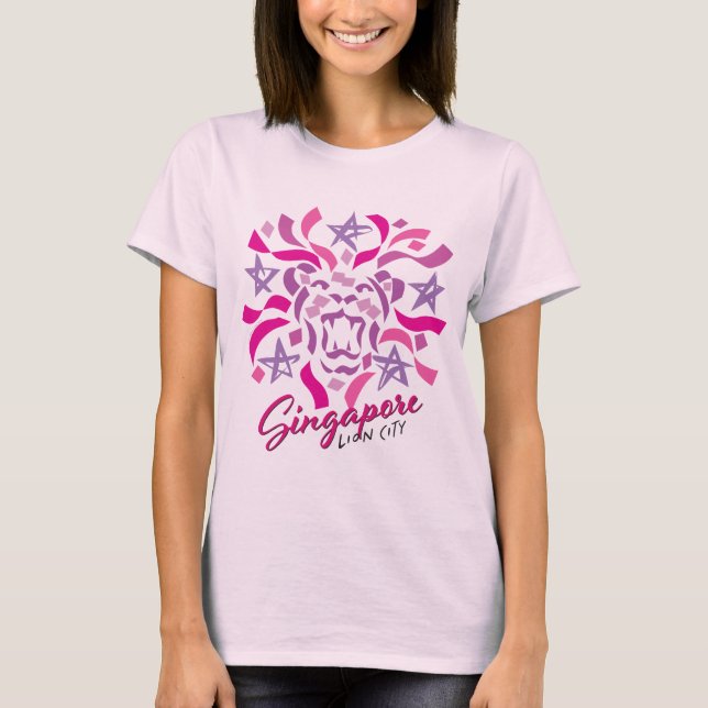 Singapore Lion City (Pretty Pink) T-Shirt (Front)