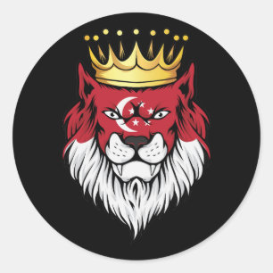 Singapore Lion King Flag Classic Round Sticker