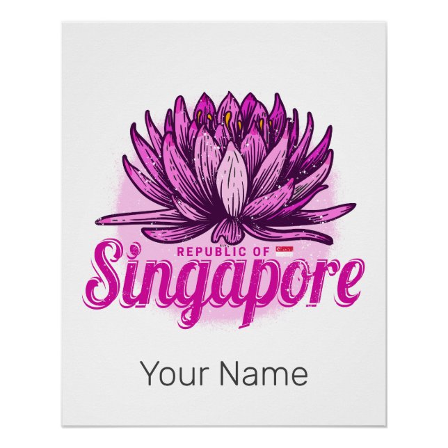 Singapore Lotus Flag Vintage Holiday Souvenir Poster (Front)