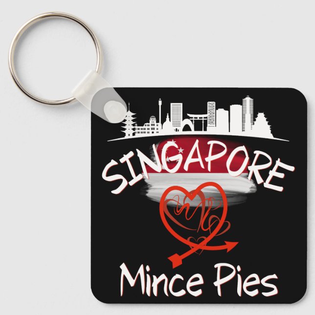 Singapore Loves Mince Pies Cityscape Key Ring (Front)