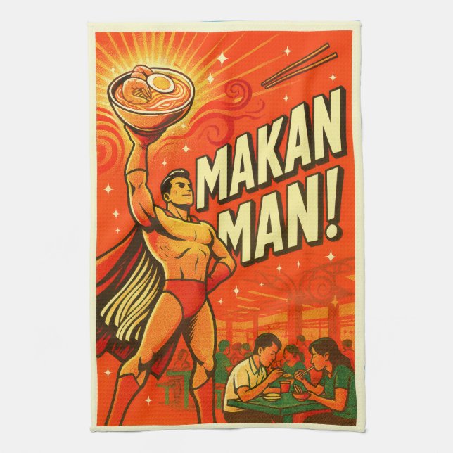 Singapore Makan Man Kitchen Towel (Vertical)