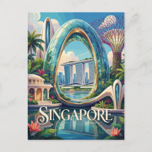 Singapore Marina Bay Futuristic Tropical City Postcard