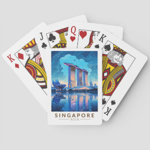 Singapore Marina Bay Night Travel Art Vintage Playing Cards