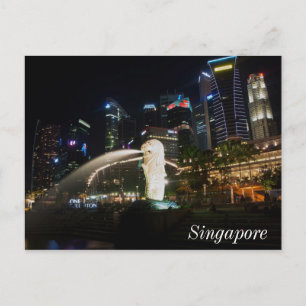 Singapore Merlion on Skyline Postcard