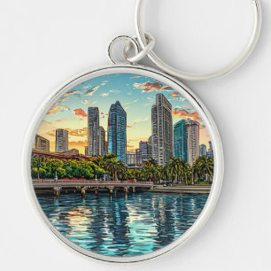 Singapore Modern Cityscape Key Ring