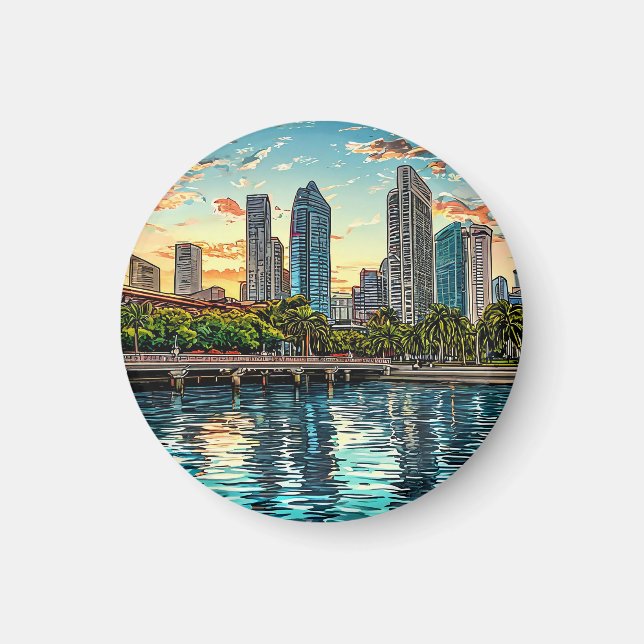 Singapore Modern Cityscape Magnet (Front)