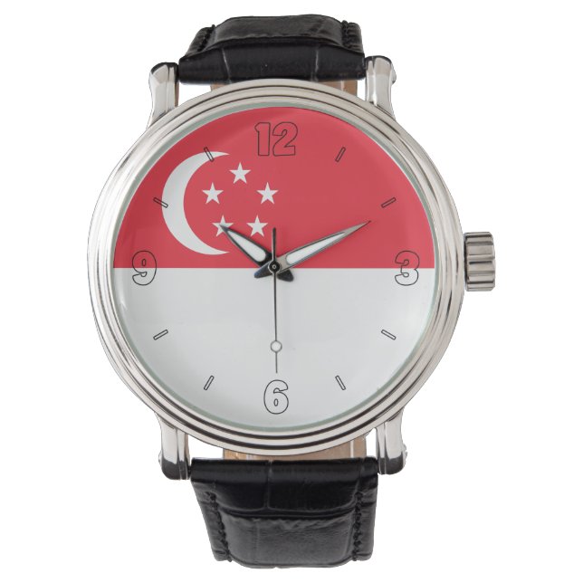 Singapore National Flag Elegant Patriotic Watch (Front)