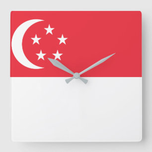 Singapore National World Flag Square Wall Clock