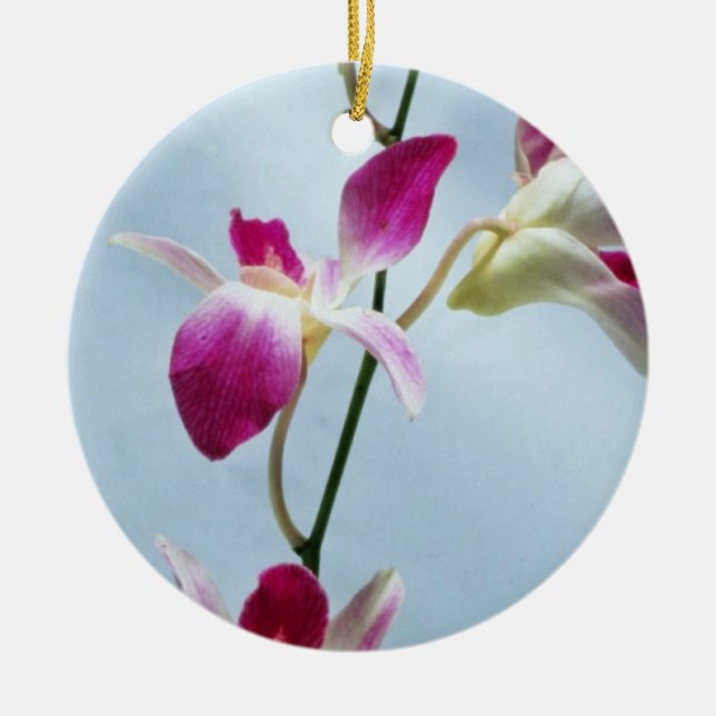 Singapore orchid flowers ceramic tree decoration (Front)
