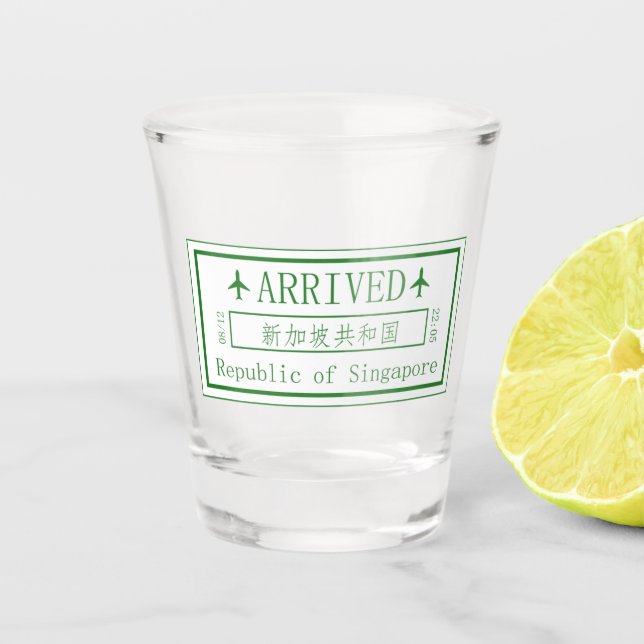 Singapore Passport Stamp Shot Glass (Front)