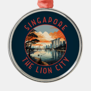 Singapore Retro Distressed Circle Metal Tree Decoration