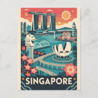 Singapore Retro Travel Poster Vintage Art