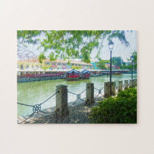 Singapore River waterfront at Clarke Quay jigsaw Puzzle