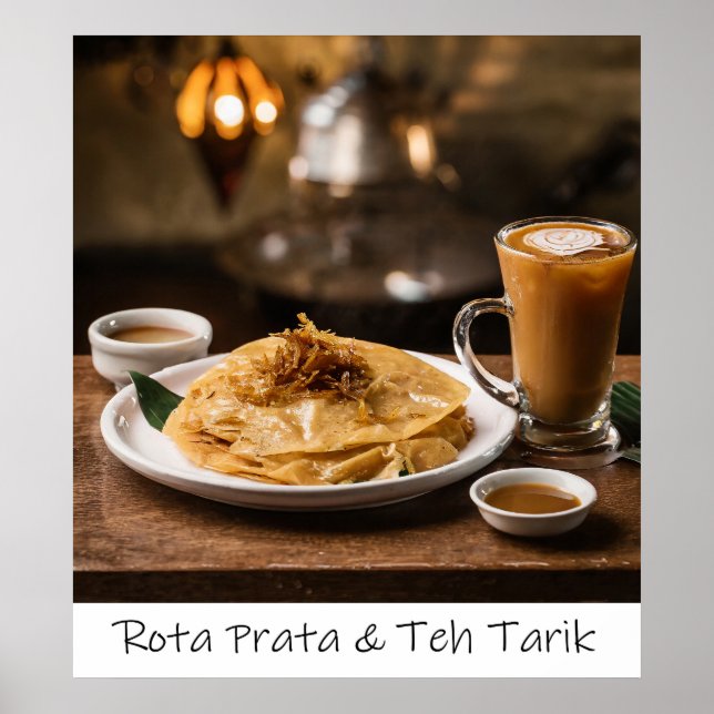 Singapore Roti Prata And Teh Tarik Archival Print (Front)
