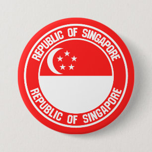 Singapore Round Emblem 7.5 Cm Round Badge