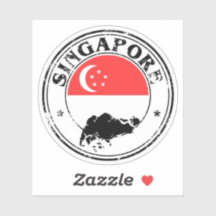 Singapore Seal Sticker Round Flag For Laptop Book.