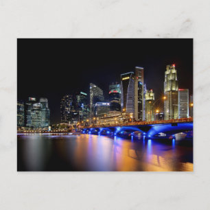 Singapore skyline and the Esplanade Bridge Postcard