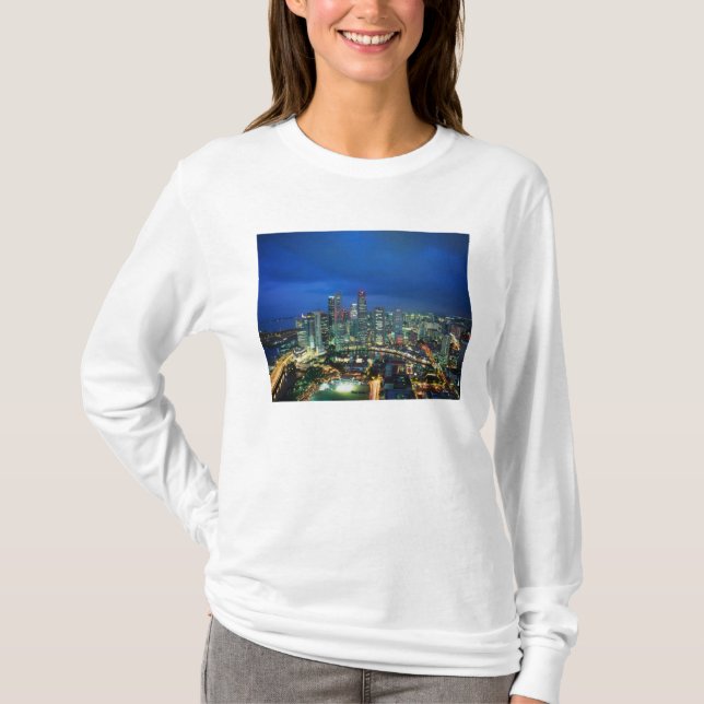 Singapore Skyline at night, Singapore T-Shirt (Front)