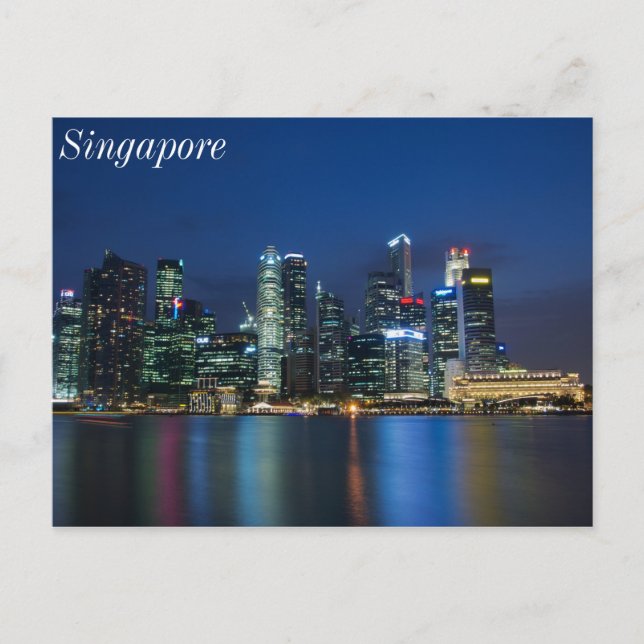 Singapore Skyline Blue Nights Postcard (Front)
