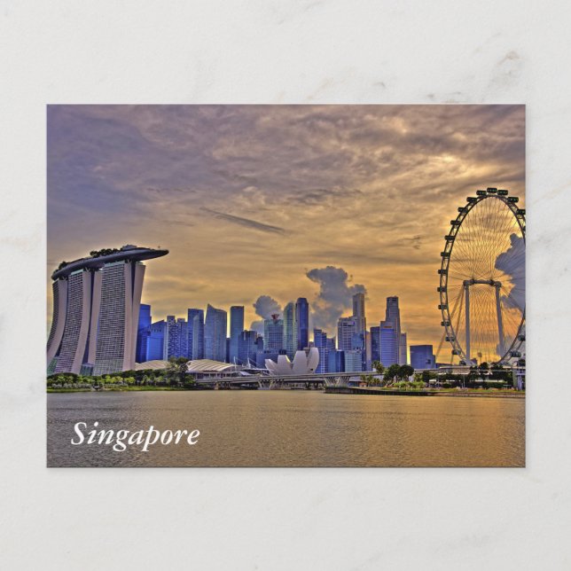 Singapore Skyline in the Sunset Postcard (Front)