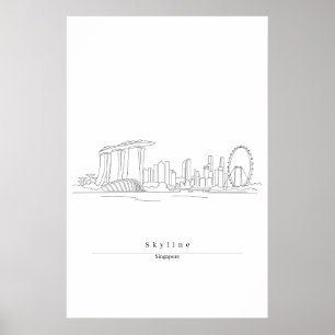 Singapore Skyline Minimalist Line Art Cityscape Poster