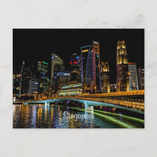 Singapore Skyline, Night Lights Postcard