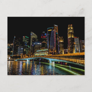 Singapore Skyline, Night Lights Postcard
