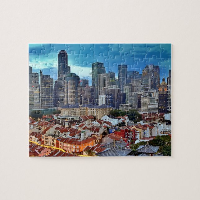 Singapore skyline viewed from Chinatown at sunset Jigsaw Puzzle (Horizontal)
