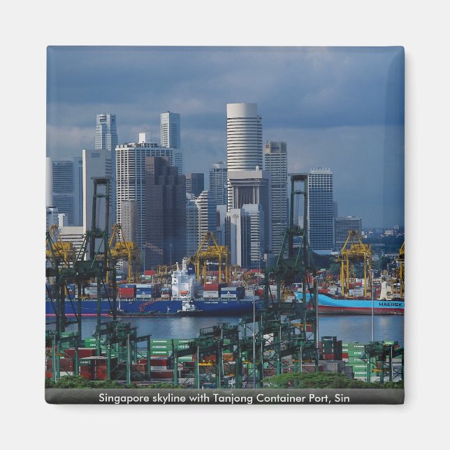 Singapore skyline with Tanjong Container Port, Sin Magnet (Front)