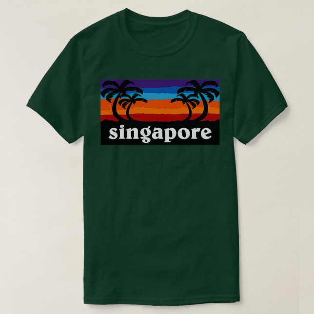 Singapore Sunset Palm Tree Outdoor Surfing Surf Cr T-Shirt (Design Front)
