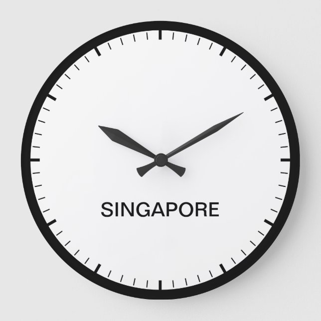 Singapore Time Zone Newsroom Style Clock (Front)