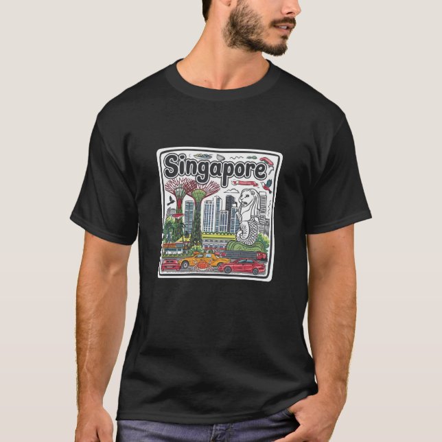 Singapore Travel Fans Gift T-Shirt (Front)
