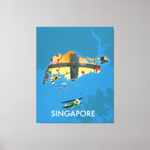 Singapore travel map canvas print