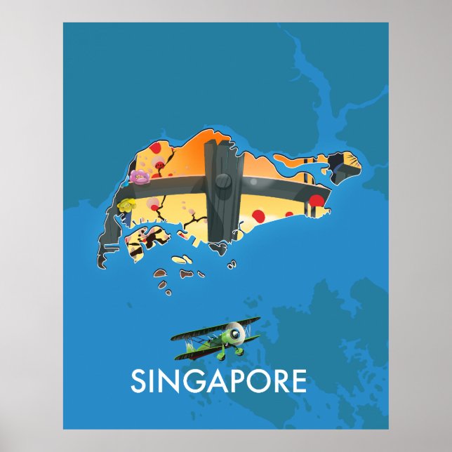 Singapore travel map poster (Front)