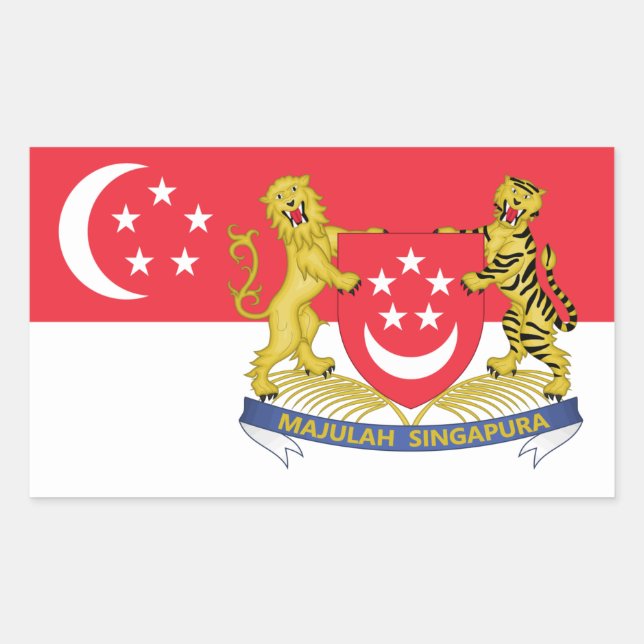 Singaporean Flag & Coat of Arms, Flag of Singapore Rectangular Sticker (Front)